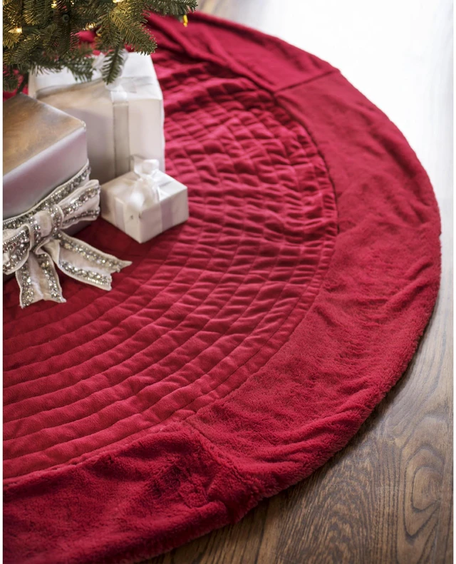 Main image of Berkshire Christmas Cardinal Tree Skirt - Elegant Quilted Tree Base that Beautifully Conceals Your Stand and Enhances Your Holiday Decorating, Cardinal, 60"