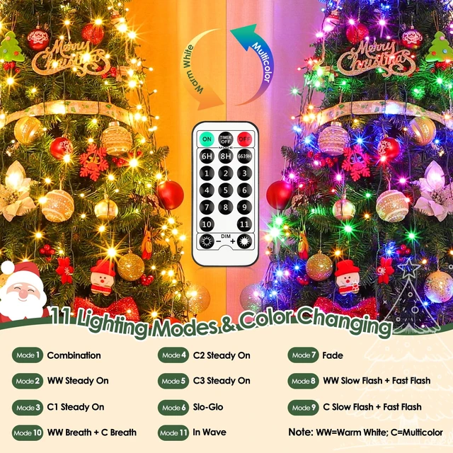 Alt view image 2 of 7 - Christmas Tree String Lights, 400 LEDs 6.6FT x 16 Strands 11 Modes