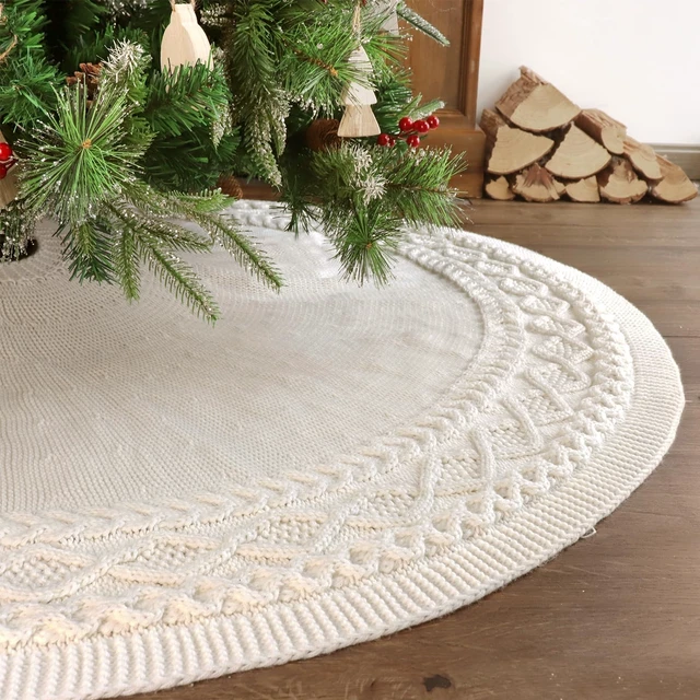 Alt view image 5 of 7 - Knit Christmas Tree Skirts, Neutral Tree Skirt, Cozy Christmas Decorations