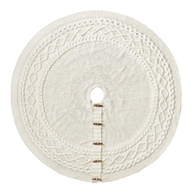 Alt view image 6 of 7 - Knit Christmas Tree Skirts, Neutral Tree Skirt, Cozy Christmas Decorations