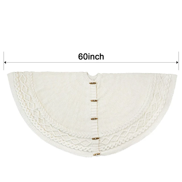 Alt view image 7 of 7 - Knit Christmas Tree Skirts, Neutral Tree Skirt, Cozy Christmas Decorations