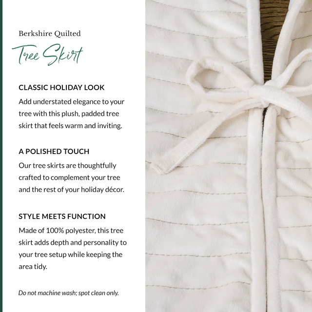 Alt view image 3 of 7 - Berkshire Christmas Ivory Tree Skirt - Elegant Quilted Tree Base that Beautifully Conceals Your Stand and Enhances Your Holiday Decorating, Ivory, 60"
