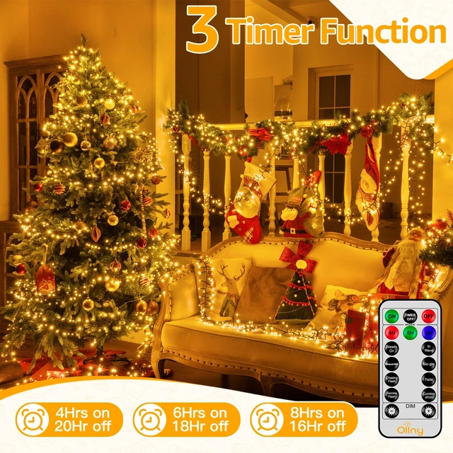 Alt view image 4 of 7 - Cluster Lights Christmas 1000LED 49FT, Plug in Tree Light with Remote