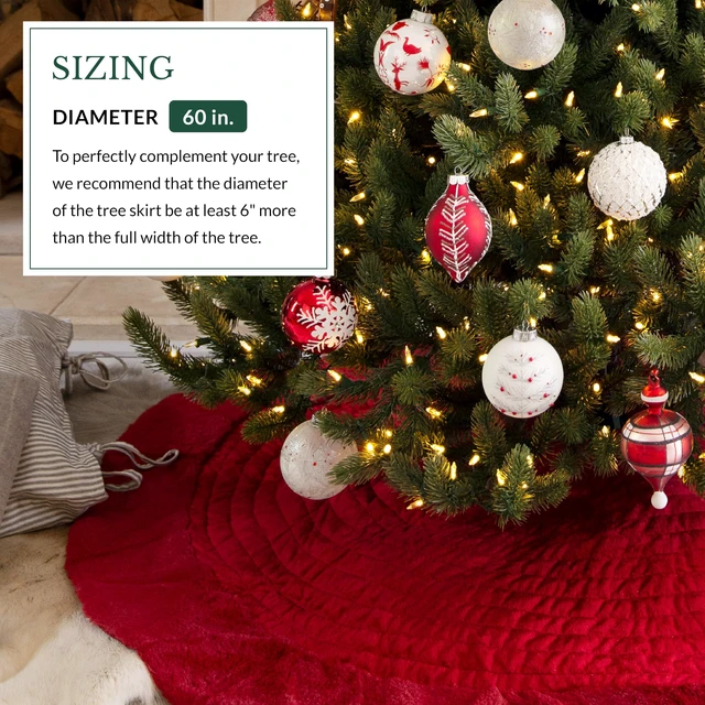 Alt view image 4 of 7 - Berkshire Christmas Cardinal Tree Skirt - Elegant Quilted Tree Base that Beautifully Conceals Your Stand and Enhances Your Holiday Decorating, Cardinal, 60"