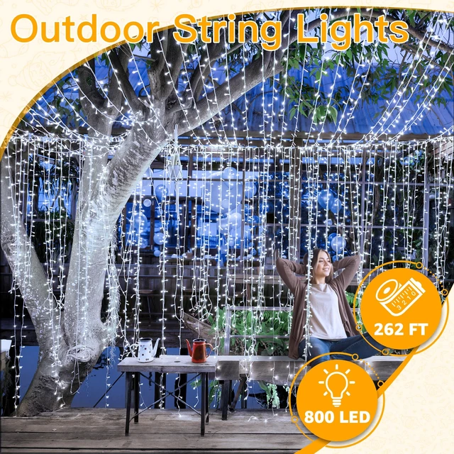Alt view image 2 of 7 - 262FT 800LED White Christmas Lights Outdoor Indoor Plug in
8 Modes Fairy Light with Remote Waterproof Timers Dimmable LED String Lights for Bedroom Classroom Christmas Tree Decoration
