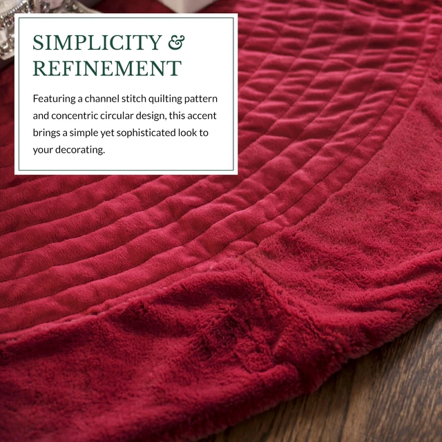 Alt view image 5 of 7 - Berkshire Christmas Cardinal Tree Skirt - Elegant Quilted Tree Base that Beautifully Conceals Your Stand and Enhances Your Holiday Decorating, Cardinal, 60"