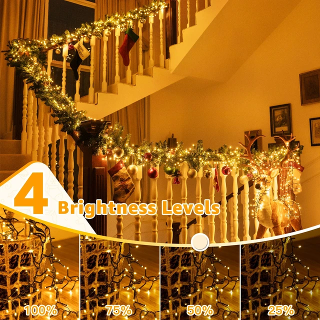 Alt view image 5 of 7 - Cluster Lights Christmas 1000LED 49FT, Plug in Tree Light with Remote