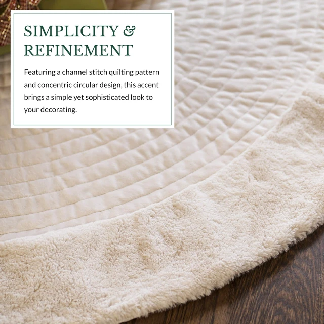 Alt view image 5 of 7 - Berkshire Christmas Ivory Tree Skirt - Elegant Quilted Tree Base that Beautifully Conceals Your Stand and Enhances Your Holiday Decorating, Ivory, 60"