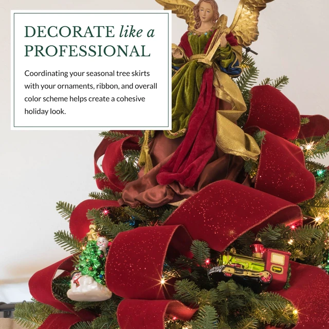 Alt view image 6 of 7 - Berkshire Christmas Ivory Tree Skirt - Elegant Quilted Tree Base that Beautifully Conceals Your Stand and Enhances Your Holiday Decorating, Ivory, 60"