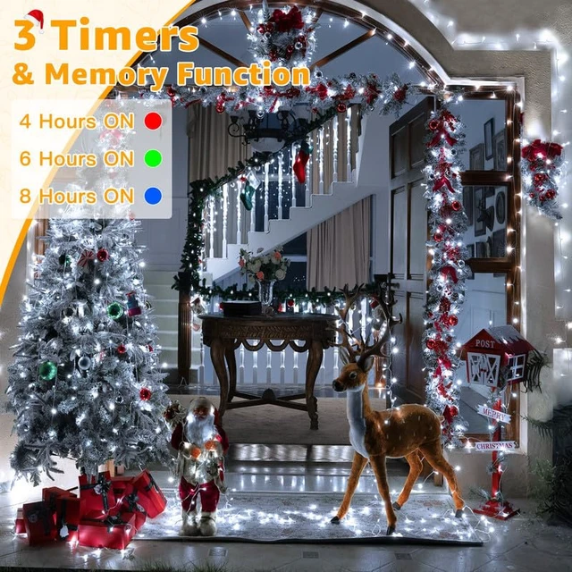 Alt view image 6 of 7 - 262FT 800LED White Christmas Lights Outdoor Indoor Plug in
8 Modes Fairy Light with Remote Waterproof Timers Dimmable LED String Lights for Bedroom Classroom Christmas Tree Decoration