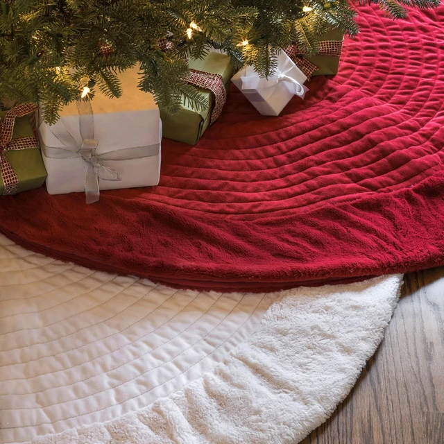 Alt view image 7 of 7 - Berkshire Christmas Ivory Tree Skirt - Elegant Quilted Tree Base that Beautifully Conceals Your Stand and Enhances Your Holiday Decorating, Ivory, 60"