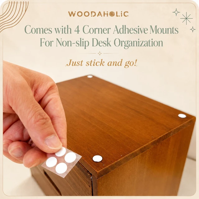 Alt view image 2 of 7 - Modular Stackable Apothecary Cabinet 4 Drawer Desk Organizer - Retro Library Card Catalog Wood Storage Box - Organize Stationery, Thread Embroidery, Sewing, Crafts, Junk Drawer & Supplies Countertop