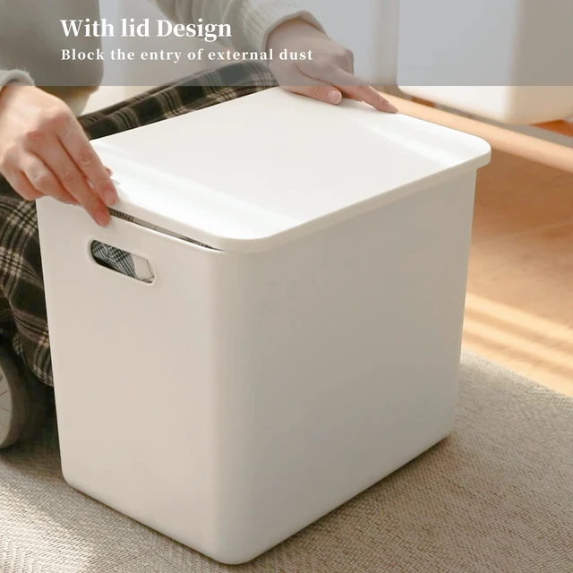 Alt view image 2 of 7 - Plastic Storage Baskets Bins Boxes With Lids,Organizing Container White Storage Organizer Bins For Shelves Drawers Desktop Playroom Classroom Office,6-Pack(4XL+2L)