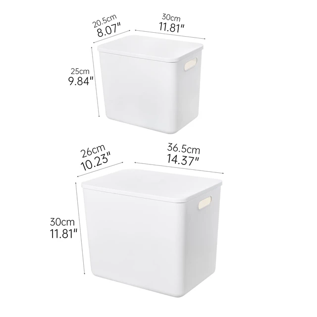 Alt view image 3 of 7 - Plastic Storage Baskets Bins Boxes With Lids,Organizing Container White Storage Organizer Bins For Shelves Drawers Desktop Playroom Classroom Office,6-Pack(4XL+2L)