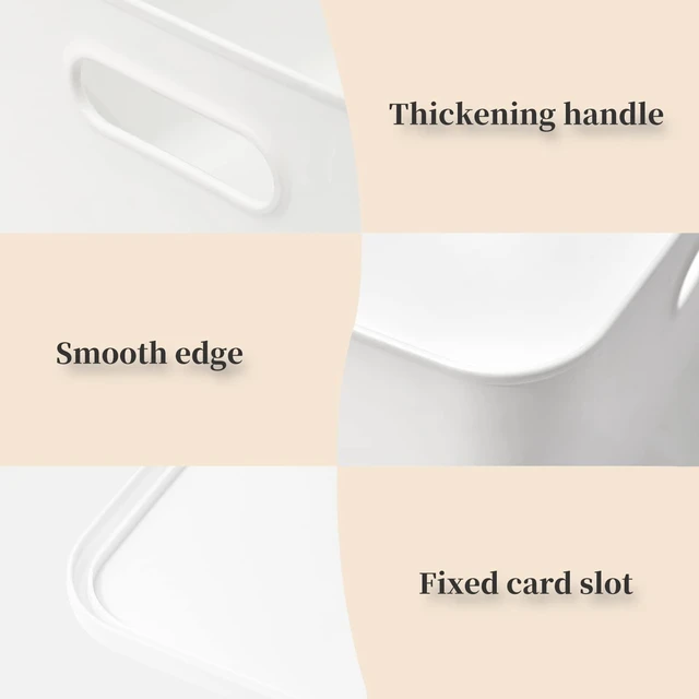 Alt view image 6 of 7 - Plastic Storage Baskets Bins Boxes With Lids,Organizing Container White Storage Organizer Bins For Shelves Drawers Desktop Playroom Classroom Office,6-Pack(4XL+2L)