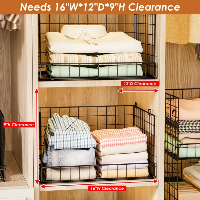 Alt view image 2 of 7 - 3-Tier Stackable Closet Organizers and Storage Shelves, Foldable Closet Shelf Organizer, Stackable Storage Bins Drawers for Closet Organizer System, Black