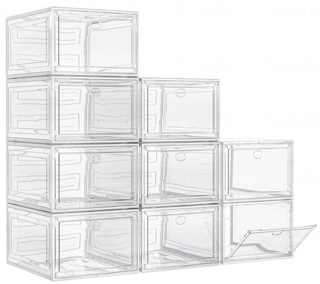 Main image of Large Thick Clear Shoe Organizer, Magnetic Door Stackable Shoe Storage Box
Foldable Shoe Storage Boxes for Sneakers & Boots, Space-Saving Closet Shoe Cabinet with Clear Magnetic Door, 9 Pack White