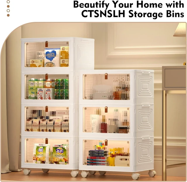 Alt view image 2 of 5 - 4 Tier Plastic Storage Bins with Lid 23QT - Stackable Storage Bins