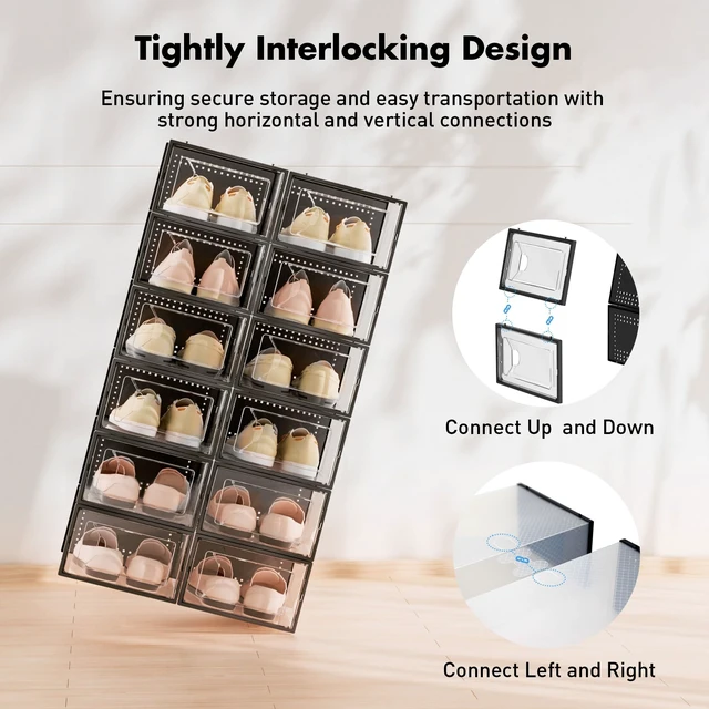 Alt view image 3 of 7 - 15 Pack Shoe Storage Organizer Box Container Clear Plastic Stackable