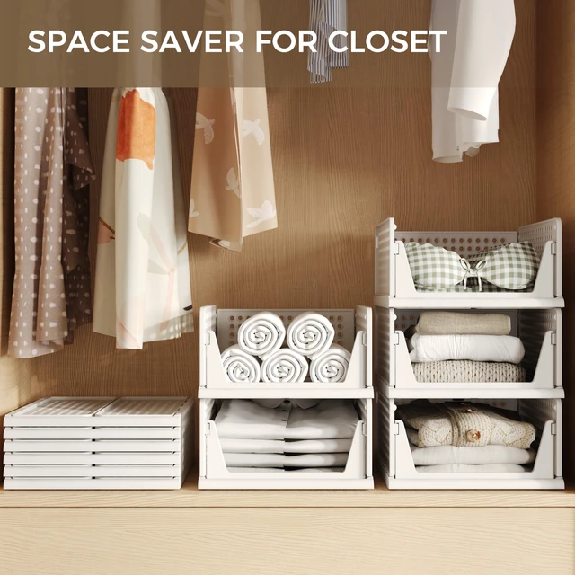 Alt view image 3 of 7 - 6 Pack Closet Organizer Storage Bins Stackable Plastic Drawer Shelf