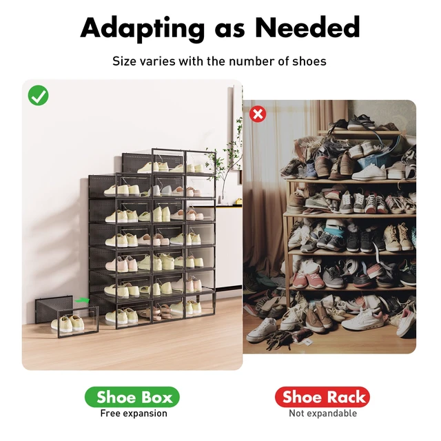 Alt view image 4 of 7 - 15 Pack Shoe Storage Organizer Box Container Clear Plastic Stackable