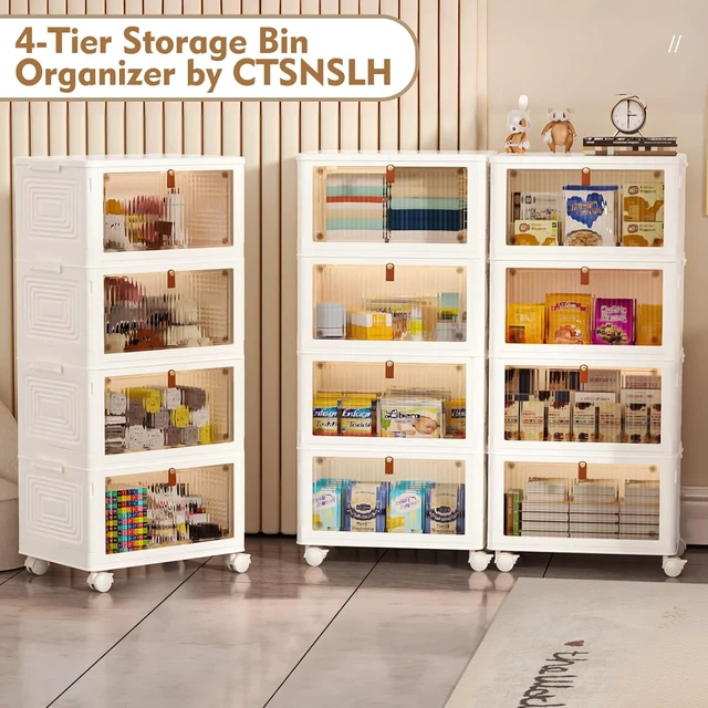 Alt view image 4 of 5 - 4 Tier Plastic Storage Bins with Lid 23QT - Stackable Storage Bins