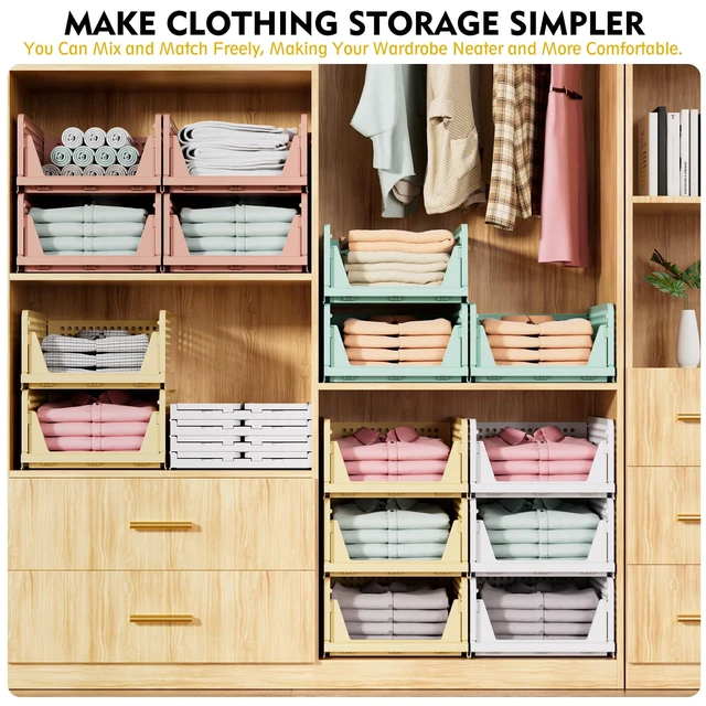 Alt view image 3 of 7 - 8 Pack Closet Organizers and Storage, Stackable & Foldable Closet Bins