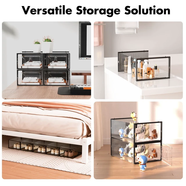 Alt view image 6 of 7 - 15 Pack Shoe Storage Organizer Box Container Clear Plastic Stackable