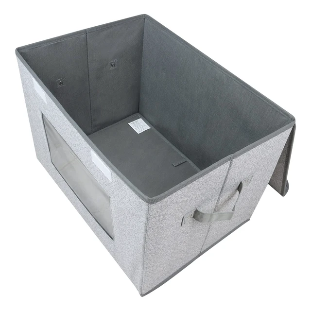 Alt view image 4 of 6 - Fabric Closet Storage Bins with Lids for Shelves 4 Pack, Gray
17 x 12 x 12 In Clothes Storage Bins with Handles & Window, Foldable Closet Organizers and Storage for Home, Office, Bedroom