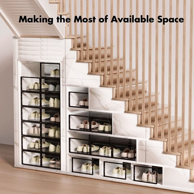Alt view image 7 of 7 - 15 Pack Shoe Storage Organizer Box Container Clear Plastic Stackable