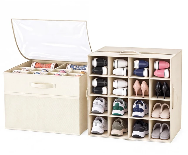 Main image of Shoe Organizer for Closet, Foldable Shoe Storage with Adjustable Dividers