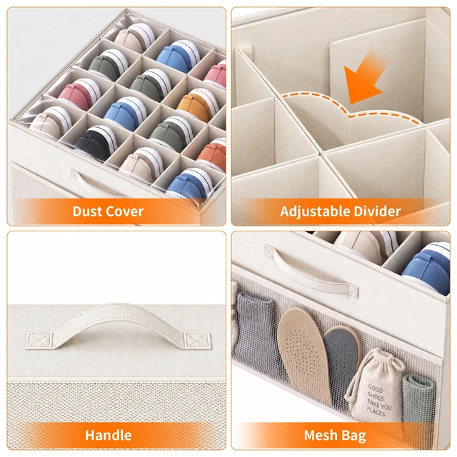 Alt view image 5 of 6 - Shoe Organizer for Closet, Foldable Shoe Storage with Adjustable Dividers