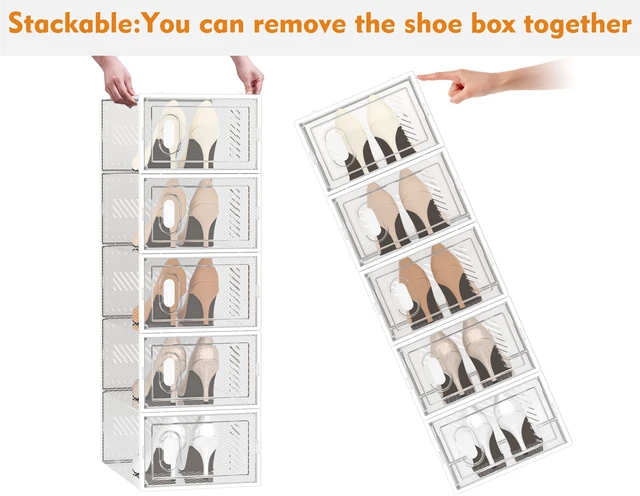 Alt view image 5 of 7 - Clear Shoe Storage Boxes, Stackable Shoe Organizer for Closet