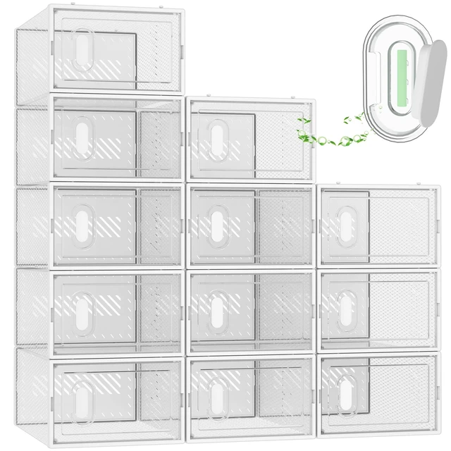 Alt view image 7 of 7 - Clear Shoe Storage Boxes, Stackable Shoe Organizer for Closet