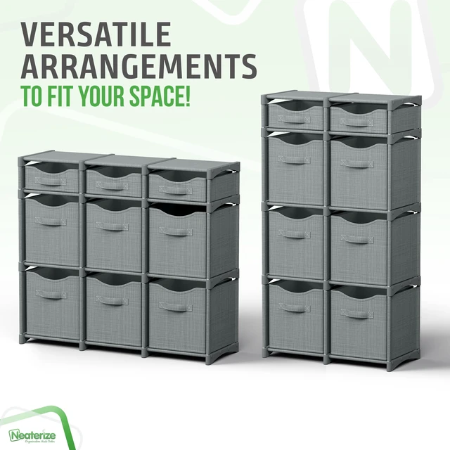 Alt view image 5 of 6 - Cube Storage Organizer with Storage Bins Included - The Perfect Closet Organizers and Storage Solution. Includes 9 Storage Cubes, Great For Toy Storage, Closet Storage, Clothes Storage (Grey)