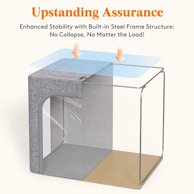 Alt view image 2 of 7 - 4 Pack Clothes Storage Bins with Metal Frame, Stackable Storage Box