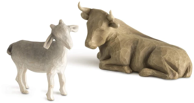 Main image of Ox and Goat, Set of 2 Sculpted Hand-Painted Nativity Animals