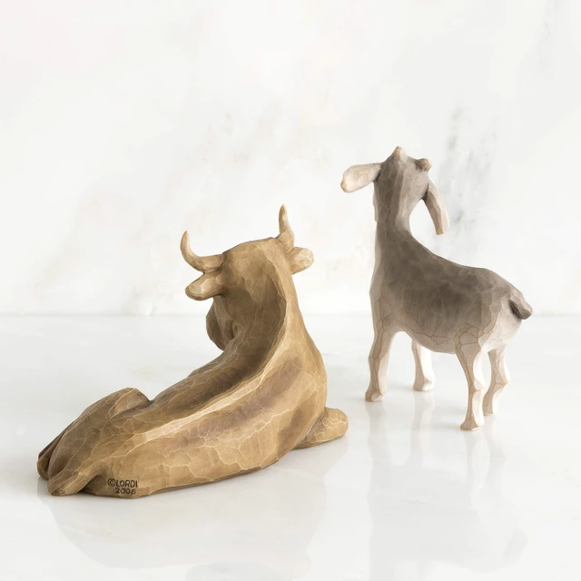 Alt view image 2 of 6 - Ox and Goat, Set of 2 Sculpted Hand-Painted Nativity Animals