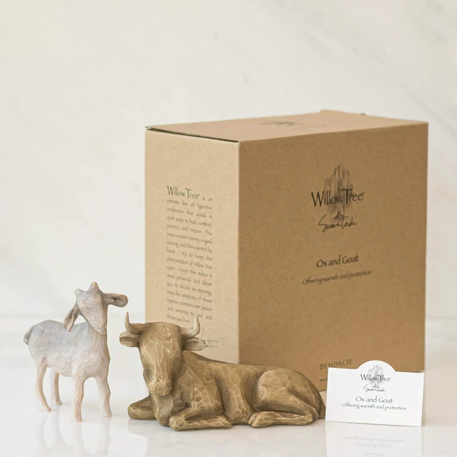 Alt view image 4 of 6 - Ox and Goat, Set of 2 Sculpted Hand-Painted Nativity Animals