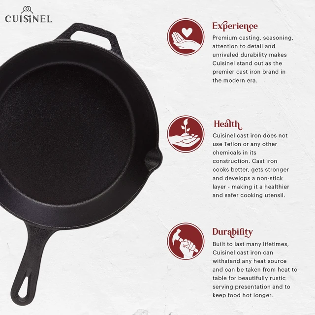 Alt view image 2 of 5 - 6+8+10-Inch Cast Iron Skillet Set, 3-Piece Pre-Seasoned Pan Set
3 Silicone Handle Covers, PFAS & PFOA-Free, Small Skillets for Eggs & Sides, Oven, Stovetop, Grill & Campfire Safe