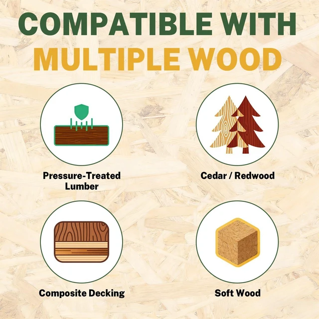 Alt view image 6 of 7 - Deck Screws 3 Inch, Wood Screws #10 x 3, 300 PCS, Tan | Rust Resistant, Exterior Epoxy Coated, for Outdoor Construction/Frame/Fence, Coarse Thread, Torx/Star Drive, T25 Bit Included