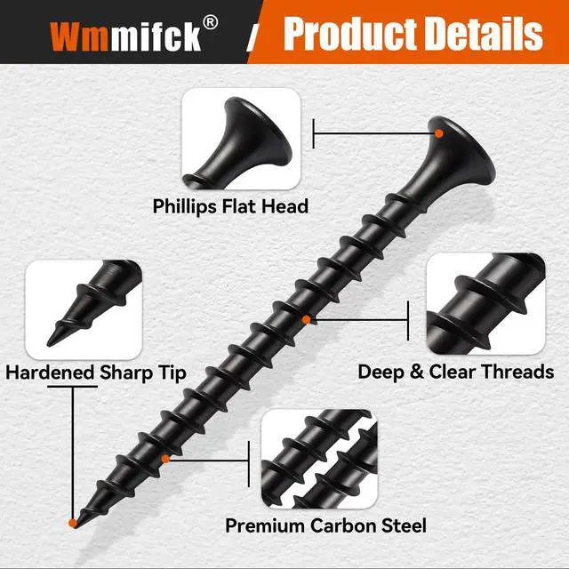 Alt view image 4 of 7 - Upgraded 210 Pcs Wood Screws Assortment Kit, #6#8 High Hardness Phillips Flat Head Drywall Screws, Black Wood Screws, 6 Sizes (2, 1-1/2, 1-1/4, 1, 3/4, 1/2)