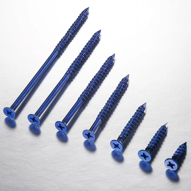 Alt view image 5 of 5 - (30pcs) 3/16''x1-3/4 Concrete Screw Anchor Blue Flat Head for Anchoring to Masonry, Block or Brick Stucco