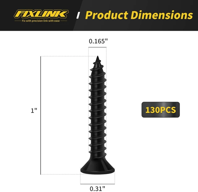 Alt view image 4 of 7 - Wood Screws 1 Inch, 130 PCS Premium Flat Head Phillips Black Wood Screws, Self Tapping Electrophoresis