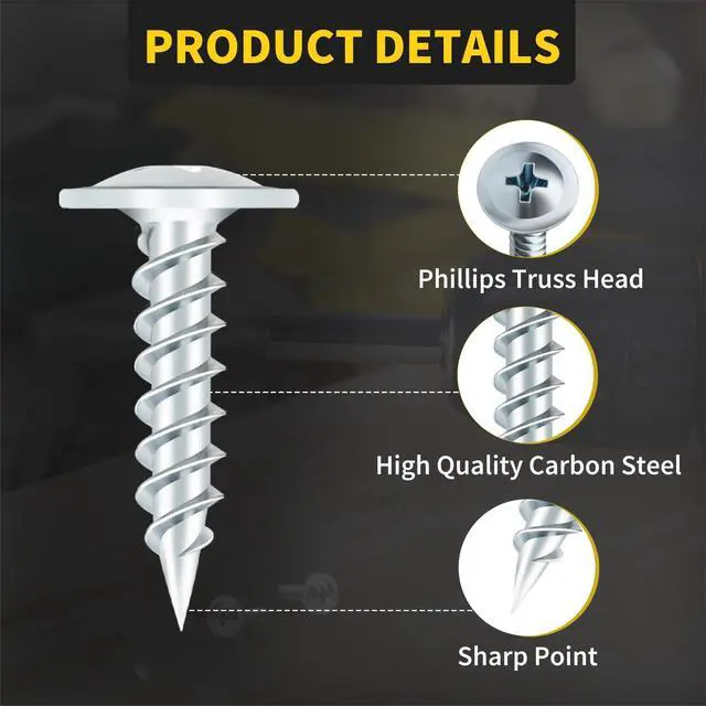 Alt view image 2 of 7 - Wood Screws 3/4 Inch, 125 PCS Premium Truss Head Phillips Silver Wood Screws, Self Tapping Zinc Plated Modified Fast Truss Head Wood Screw