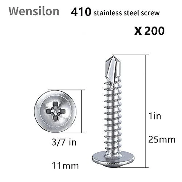 Alt view image 2 of 6 - 200pcs#8×1for Sheet Metal Self-Tapping Screws 410 Stainless Steel Truss Head High-Strength Quick Tapping Screws