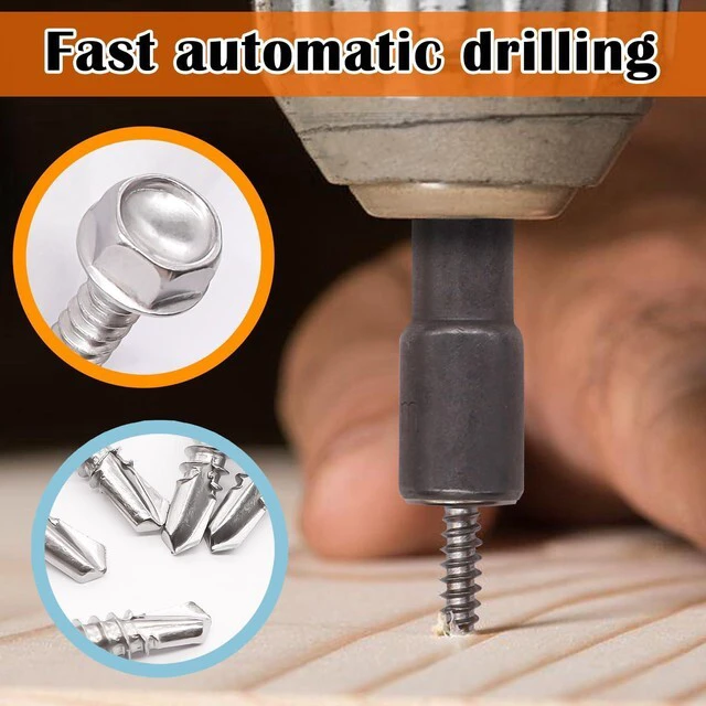 Alt view image 5 of 6 - 200pcs #8×3/4" Self Tapping Screws for Metal, 410 Stainless Steel Hex Washer Head Sheet Metal Screws,Quick Tapping Screw with Screwdriver Bit