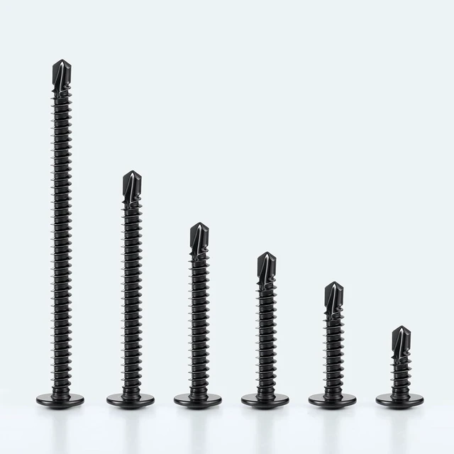 Alt view image 3 of 6 - Black Self Tapping Screws Assortment Kit 190PCS, Modified Truss Head Sheet Metal Screws #8 x 1/2",3/4",1",1-1/4", Stainless Steel 410 Self Drilling Screw for Metal Wood Plastic