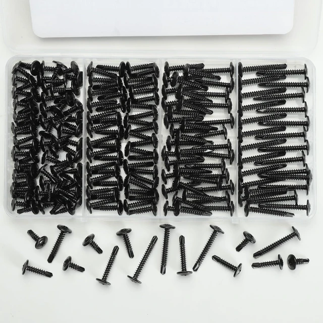 Alt view image 5 of 6 - Black Self Tapping Screws Assortment Kit 190PCS, Modified Truss Head Sheet Metal Screws #8 x 1/2",3/4",1",1-1/4", Stainless Steel 410 Self Drilling Screw for Metal Wood Plastic
