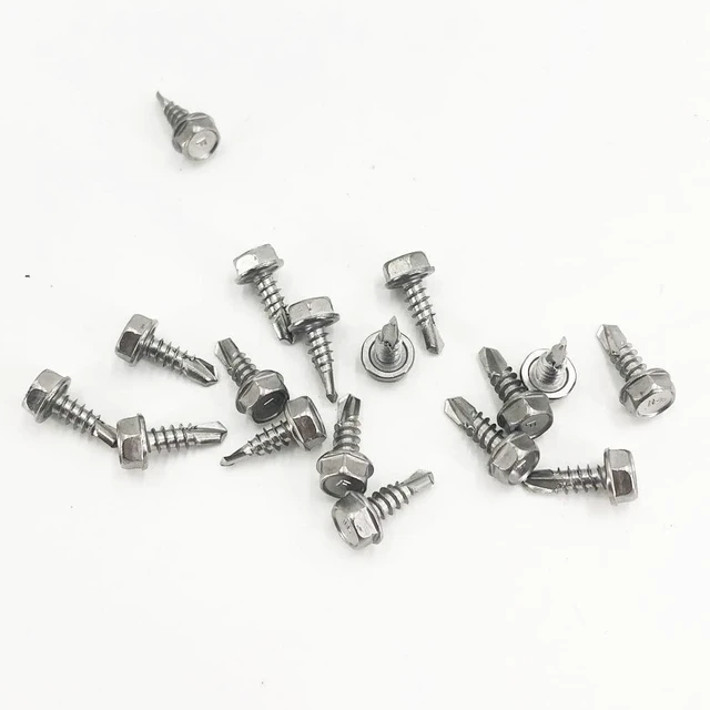 Alt view image 4 of 6 - 120PCS #8 x 1/2'' Sheet Metal Screws 410 Stainless Steel Hex Washer Head Fast Self Tapping Screws with Screwdriver Bit Silver